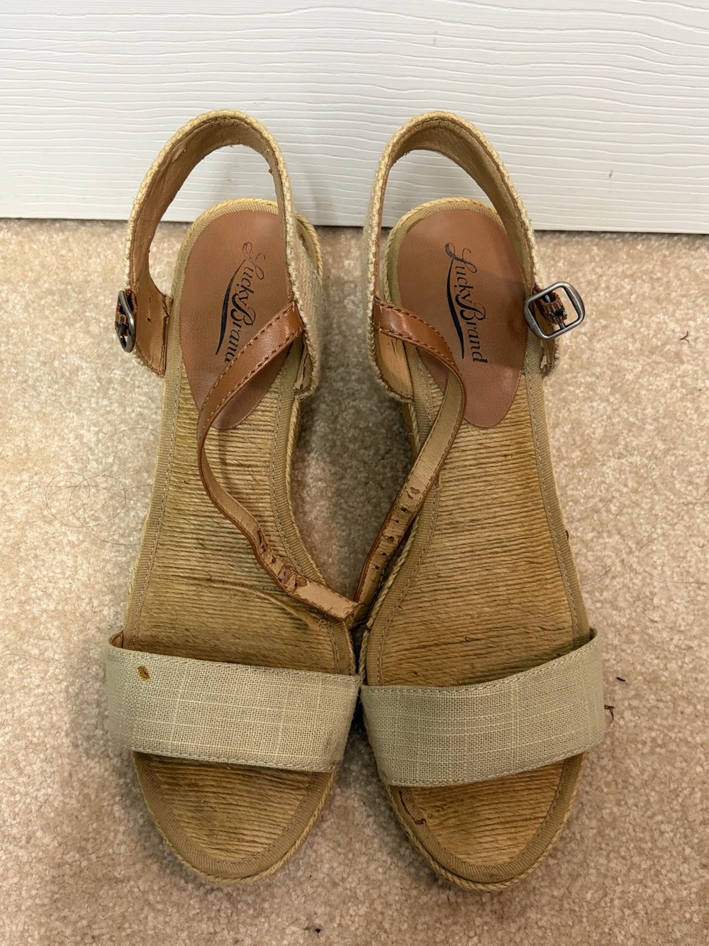Lucky Brand Beige/Tan Espadrille Wedge Sandals